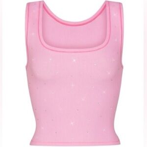 NWT - Skims X Swarovski Pink Cotton Ribbed Tank